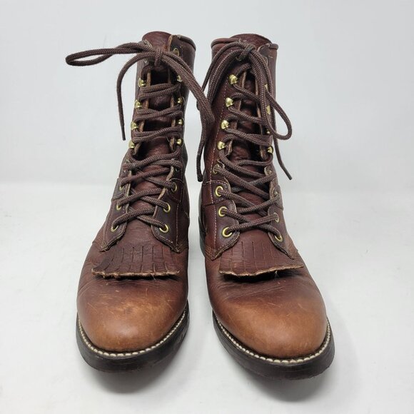 Avonite Hypalon Oil Resistant Dupont Lace Up Leather Boots Kilty 7 Brown Distres - Picture 9 of 16